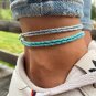 2X Boho Surfer Anklet Women - Ethno Ankle Bracelet Set of 2 - Handmade Beach Jew