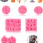 6PCS Halloween Silicone Molds, Skull Hand Bat Shape Silicone Fondant Candy Molds