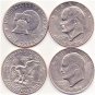 EISENHOWER (IKE) DOLLARS SET of 4 DIFFERENT DATES between 1971-1978