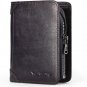 Mens Wallet Zipper Genuine Leather RFID Card Holders Cowhide Zip Coin Pocket Bif