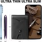 Mens Slim Wallet for Men Minimalist Genuine Leather Carbon Fiber Rfid Blocking C
