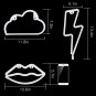 Cosweet 3 Pack LED Decorative Neon Light Signs, Pink Lip Blue Cloud Warm Lightni