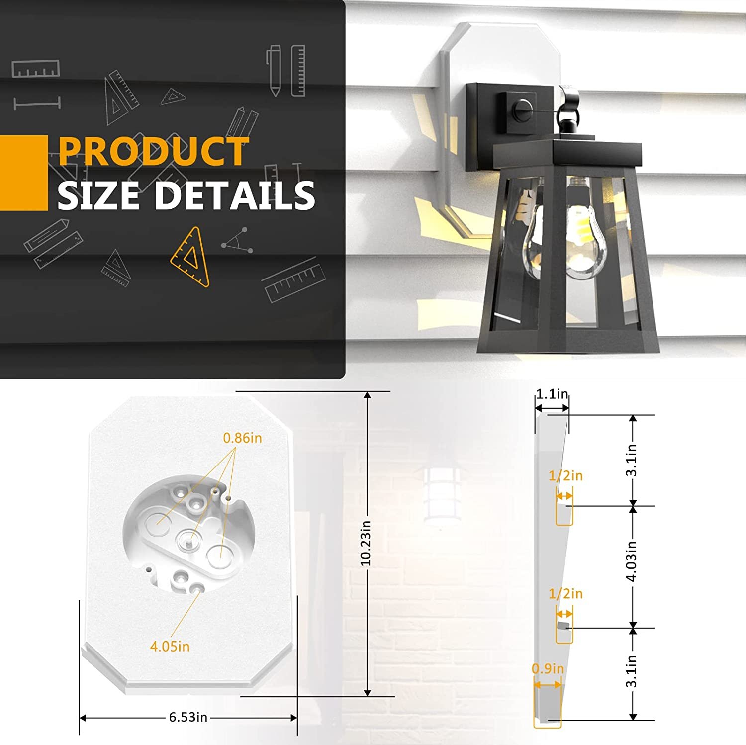 Siding Mounting Kit, Siding Mounting Block, 8141DBL Outdoor Light