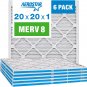 Aerostar 20X20X1 MERV 8 Pleated Air Filter, AC Furnace Air Filter, 6 Pack (Actua