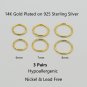 3 Pairs 14K Gold Plated Sterling Silver Small Hoop Earrings Set for Women Cartil