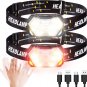 GOANDO Headlamp Rechargeable 2500 Lumen LED Head Lights for Forehead 2 Pack Brig