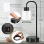 Industrial Touch Control Table Lamps for Bedrooms Set of 2, Black Bedside Desk L