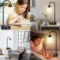 Industrial Touch Control Table Lamps for Bedrooms Set of 2, Black Bedside Desk L
