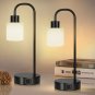 Industrial Touch Control Table Lamps for Bedrooms Set of 2, Black Bedside Desk L