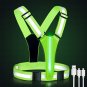 SAWNZC LED Running Reflective Vest Gear, USB Rechargeable LED Light up Running V