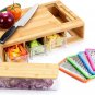 Cutting Board with Containers, Veelink Large Bamboo Wood Chopping Storage Statio