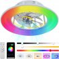 22" Bladeless Ceiling Fan with RGB Color Changing Lights, Low Profile Quite 360&Acirc;&deg;
