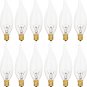 Haraqi 12 Pack E12 Base 40W 120V CA10 B10 CTC Candelabra Flame Tip Clear Incande