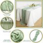 Elegant Cheesecloth Table Runner - Sage 160 Inch Gauze Table Runner - Boho Cotto