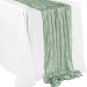 Elegant Cheesecloth Table Runner - Sage 160 Inch Gauze Table Runner - Boho Cotto