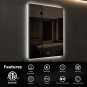 24X30 LED Bathroom Mirror, Dimmable, Wall-Mounted, Anti-Fog, Adjustable 3000-600