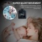 Artsocket Navy Wooden Wall Clock Silent Non-Ticking, Blue Grey White Abstract Pa
