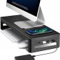 Monitor Stand Riser with Wireless Charger and USB3.0 Hub Support Data Transfer a