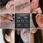 Sllaiss 7 Pairs Tiny Geometric Stud Earrings Set Stainless Steel CZ Ball Heart S