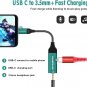 USB C to 3.5 Mm Jack Adapter, 24Bit Hi-Res Sound Type C to Audio Connector PD Fa