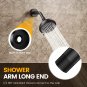YASFEL Black Shower Arm 6" Shower Extension Arm Pipe with Flange and Teflon Tape