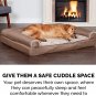 Furhaven XL Orthopedic Dog Bed Luxe Faux Fur & Performance Linen Sofa-Style W/ R