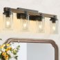 Farmhouse Bathroom Vanity Light 4 Light Sconces Wall Lighting Wood Rustic Bathro