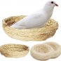 Handmade Woven Bird Spawning Nest with Coconut Fiber Liner Flat Base Straw Bird