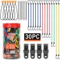 30-Piece Premium Bungee Cords Assortment Jar, Includes 10â, 18â, 24â, 32â, 40â B