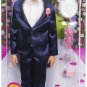 Barbie Ken Doll, Blonde Fairytale Groom with Satiny Blue Suit and 5 Accessories