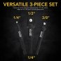 Impact Grade Socket Adapter Set, 3" Extension Bit with Holder | 3-Piece 1/4", 3/