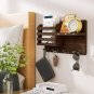 Key Holder for Wall with Magnet Hanging, Rustic Wooden Mail Holder with Key Hook