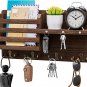 Key Holder for Wall with Magnet Hanging, Rustic Wooden Mail Holder with Key Hook