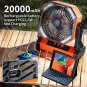 Camping LED Fan with Light, 20000Mah Rechargeable Battery Powered Outdoor Tent F