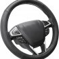 Car Steering Wheel Cover Universal Standard Size 14.5-15 Inch, Black Microfiber