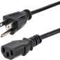 10Ft (3M) Computer Power Cord, NEMA 5-15P to C13, 10A 125V, 18AWG, Black Replace
