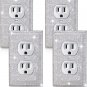 4 Pcs Outlet Covers Shiny Silver Rhinestones Wall Plate 1 Gang Toggle Light Swit