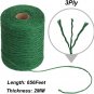Garden Twine, 656 Feet 2Mm Green Plant Ties, Strong Jute Twine String for Climbi