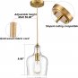 Modern Brushed Gold Pendant Light Clear Glass Adjustable Cord Hanging Light for
