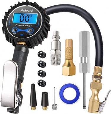 Digital Tire Inflator with Pressure Gauge, 250 PSI Air Chuck and Compressor Acce