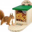 MIXXIDEA Wooden Squirrel Feeder Box,Squirrel Feeders for outside Garden,Squirrel