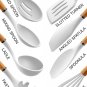 Country Kitchen 8 Pc Non Stick Silicone Utensil Set with Rounded Wood Handles fo