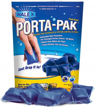 Walex Porta-Pak RV Black Holding Tank Deodorizer Drop-Ins, Fresh Scent, 10 Deodo