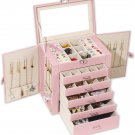 Jewelry Box for Women 6-Layer Jewelry Organizer with Makeup Mirror and Lockbuckl