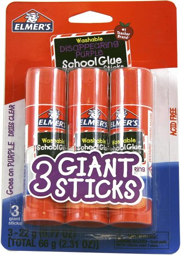 Elmer'S Disappearing Purple School Glue Sticks, Washable, 22 Grams, 3 Count