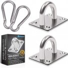2PCS M8 Premium Heavy Duty Square Stainless Steel Pad Eye Hooks + 2PCS Snap Hook