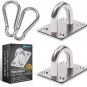 2PCS M8 Premium Heavy Duty Square Stainless Steel Pad Eye Hooks + 2PCS Snap Hook