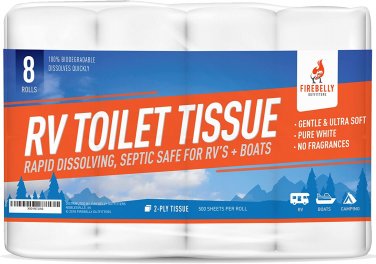 RV Toilet Paper, Septic Tank Safe-Made in the USA- 8 Rolls,2-Ply 500 Sheets - Fa
