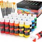 Caliart Acrylic Paint Set with 12 Brushes, 24 Colors (59Ml, 2Oz) Art Craft Paint