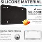 Silicone License Plate Frames Black, 2 Pack Car License Plate Covers, Universal